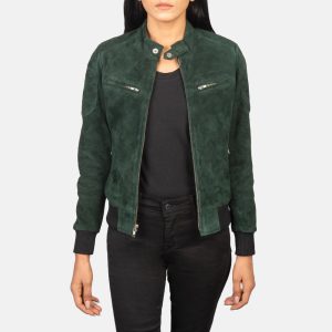 Zenna Green Suede Bomber Jackets