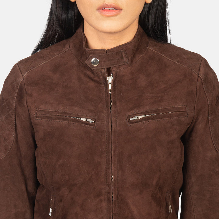 Zenna Mocha Suede Bomber Jackets - Image 4