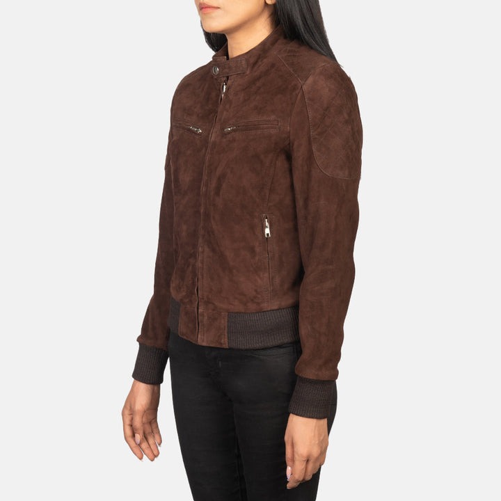 Zenna Mocha Suede Bomber Jackets - Image 5