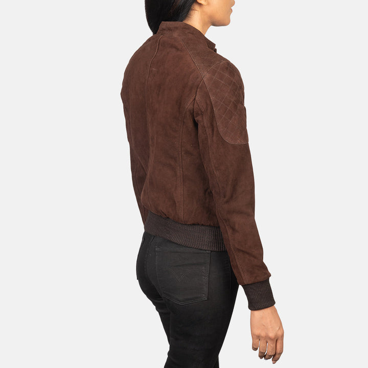Zenna Mocha Suede Bomber Jackets - Image 6