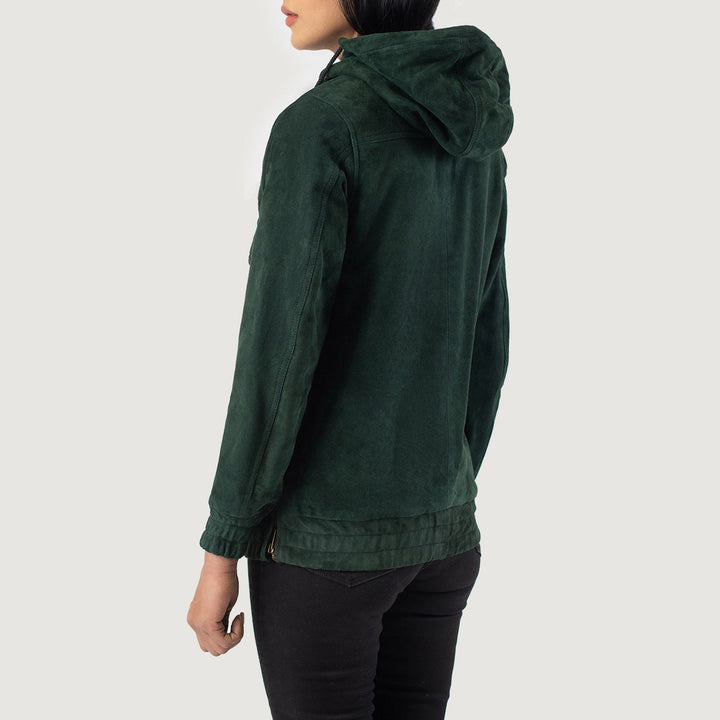 Zest Green Hooded Leather Pullover Jackets - Image 4